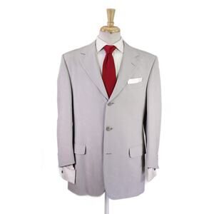 Gianni Versace Mens Vintage 90s Taupe Gray Abstract Design Wool Suit 40R